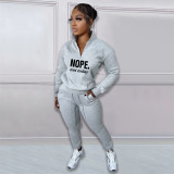 Letter Print Plush Pullover And Pant Sport 2 Piece Set NYF-8132
