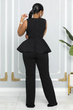 Solid Color Sleeveless Ruffles Jumpsuit MIL-L394