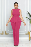 Solid Color Sleeveless Ruffles Jumpsuit MIL-L394