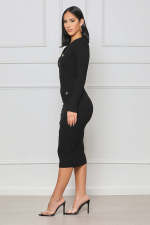 Fashion Knitted Single Breasted Button Bodycon Dress GWDS-230120