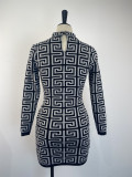 Fashion Print Long Sleeve Knits Bodycon Dress GWDS-230111