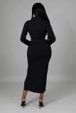 Fashion V Neck High Waist Splid Maxi Dress GYLY-9973
