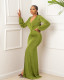 Plus Size Solid Color Long Sleeve Long Dress GYLY-9453