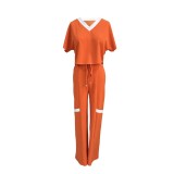 Casual Short Sleeve Straight Pants Summer 2 Piece Set GYLY-9887
