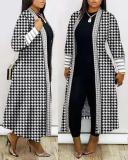 Plus Size Fashion Print Long Sleeve Patchwork Coat GSRX-3009