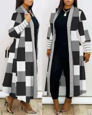 Plus Size Fashion Print Long Sleeve Patchwork Coat GSRX-3009