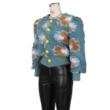Floral Single-breasted Short Coat ZSD-0562