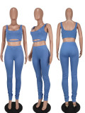 Fashion Sports Solid Color Tank Top Pants Suit GEYF-1211