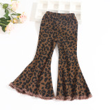 Children's Fashion Riped Hole Leopard Print Flared Pants YKTZ-206