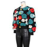 Floral Single-breasted Short Coat ZSD-0562