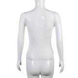 Sexy Mesh Print Short Sleeve Bodysuits GBTF-9078