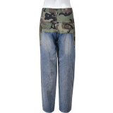 Camouflage Patchwork Straight-leg Jeans GBTF-9137
