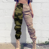 Camo Print Patchwork Cargo Pants LSL-6490