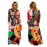 Fashion Print Long Sleeve Shirt Dress CYA-900221