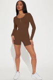 Sports Casual Rib Long Sleeve Rompers ME-8277