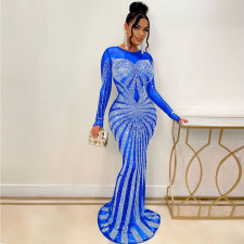 Sexy Hot Drill Nightclub Maxi Dress NY-2639