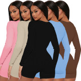 Sports Casual Rib Long Sleeve Rompers ME-8277