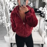 Fashion Solid Color Hooded Loose Plush Jacket GLYY-6001