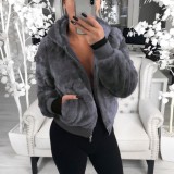 Fashion Solid Color Hooded Loose Plush Jacket GLYY-6001