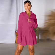 Long Sleeve Lapel Casual Shirt Dress MIL-L401