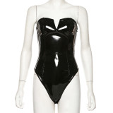 Sexy Wrap Chest PU Leather Bodysuits GYME-1735682