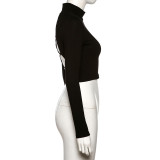 Round Neck Long Sleeve Sexy Backless Slim Tops GYME-1735766