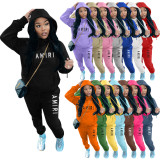 Padded Thick Hooded Sweatshirt Pants Sports Suit XMF-229