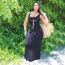 Plus Size Solid Color Sleeveless Maxi Dress XYKF-9870