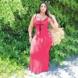 Plus Size Solid Color Sleeveless Maxi Dress XYKF-9870
