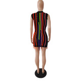 Tassel Sleeveless Splicing Knitted Mini Dress GDYF-10707