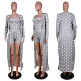 Casual Polka Dot Wrap Chest Rompers+Coat 2 Piece Set WY-6668