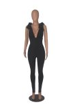 Sexy Solid Mesh Bandage Jumpsuit MZ-2777