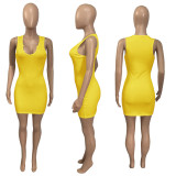 Solid Color V Neck Slim Sling Mini Dress HEJ-Y862