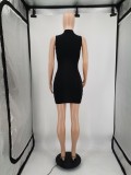 Fashion Solid Color Short Sleeve Mni Dress YIM-302