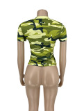 Plus Size Camo Printed Short Sleeve T Shirt FNN-8696