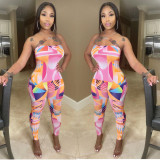 Fashion Sexy Print Tube Top Jumpsuits JRF-249