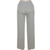 Solid Color Loose Casual Tie Up Sports Pant XEF-18350