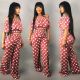 Plus Size Polka Dot Print Cropped Top Wide Leg Pants 2 Piece Set PIN-8731