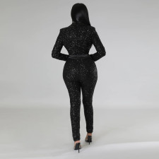 Sexy Sequin Deep V Slim Long Sleeve Jumpsuits CYA-900266