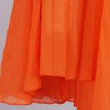 Cloak Pleated Solid Dress XHSY-19552