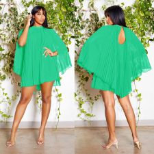Cloak Pleated Solid Dress XHSY-19552