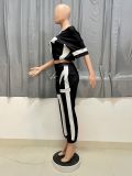 Fashion Print Color Block Two Piece Pants Set YSYF-7581