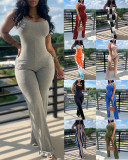 Plus Size Print Solid Color Sling Jumpsuit GSRX-9008