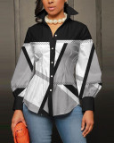 Plus Size Fashion Print Long Sleeve Shirt GSRX-9009