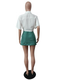 Fashion Irregular Shirt Mini Skirt Two Piece Set MEM-88470