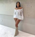 Sexy Solid Color Backless Long Sleeve Rompers MDF-5359