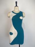 Color Block Sleeveless Tight Knit Mini Dress GWDS-230333