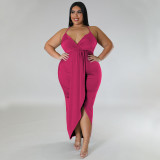 Plus Size Solid Sling Maxi Dress NNWF-7796