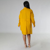 Fashion Long Sleeve Irregular Shirt Dress MIL-L427
