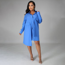 Fashion Long Sleeve Irregular Shirt Dress MIL-L427